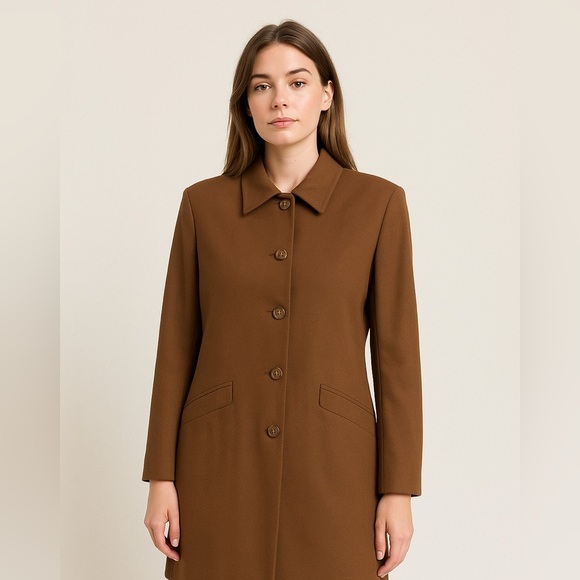 Classic Fall Chocolate Brown Women's Wool Coat | Canada Made | EUC | Petite 8 - Picture 9 of 10